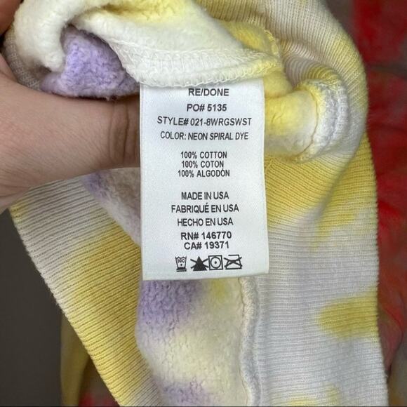 RE/DONE x Hanes Crewneck Pullover Sweatshirt Tie Dye Classic Raglan Size Small - Picture 6 of 6
